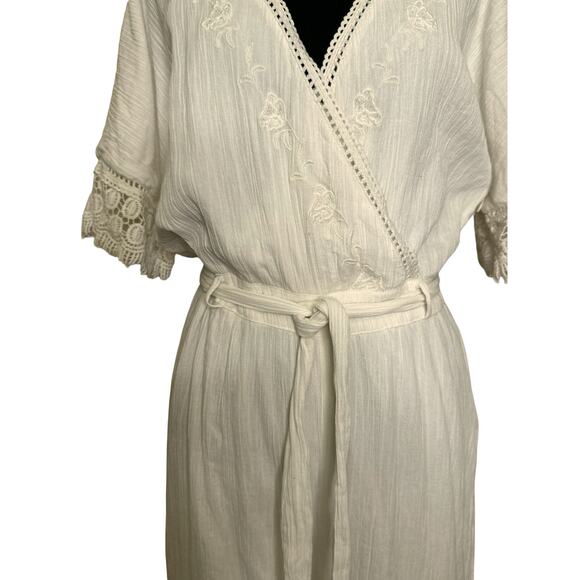 Louise Misha creamy white linen short sleeves boho jumpsuit size 40 - Medium - Picture 10 of 16